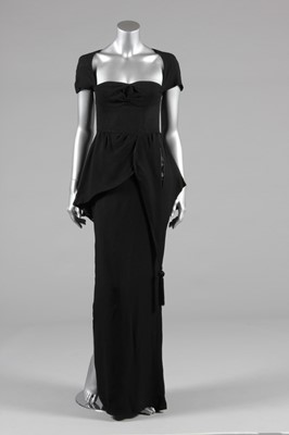 Lot 230 - A Biba black moss crepe evening gown, circa...