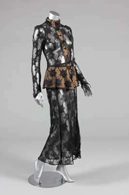 Lot 233 - A Biba black lace and nude taffeta evening...