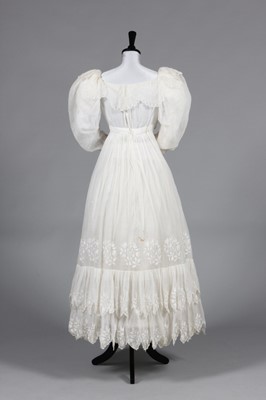 Lot 237 - An embroidered muslin summer dress, late 1820s-...