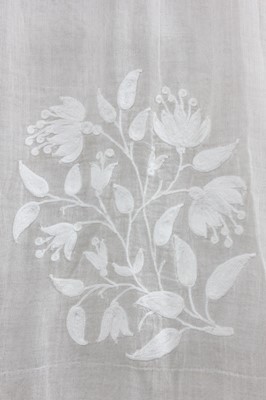 Lot 237 - An embroidered muslin summer dress, late 1820s-...