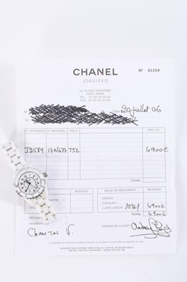 Lot 21 - A Chanel J12 white ceramic watch, 2006, signed,...