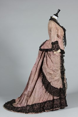 Lot 242 - A striped changeable pink /grey silk evening...