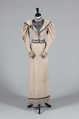 Lot 245 - A grey wool day dress, circa 1895, trimmed...