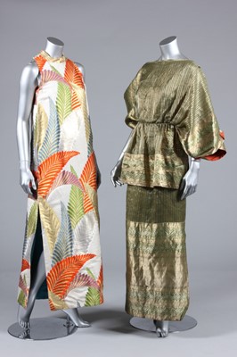 Lot 253 - A Lanvin metallic striped and green sari-silk...