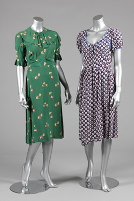 Lot 266 - 1930s day and dinner dresses, including floral...