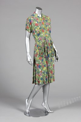 Lot 267 - A good floral crepe day dress, mid 1940s, with...