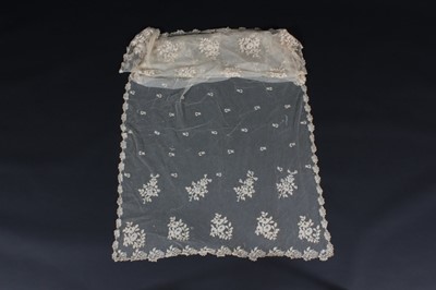 Lot 402 - A Honiton lace bridal shawl or veil, circa...