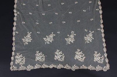 Lot 402 - A Honiton lace bridal shawl or veil, circa...