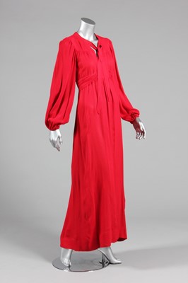 Lot 286 - An Ossie Clark red moss crepe smock-style...