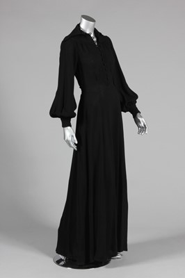 Lot 287 - An Ossie Clark black moss crepe evening gown,...