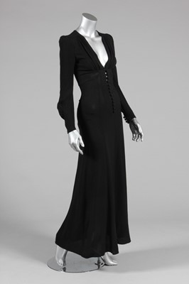 Lot 289 - An Ossie Clark 40s inspired black moss crepe...