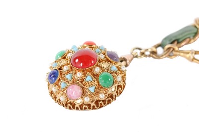 Lot 9 - A Chanel belt with jewelled medallion pendant,...