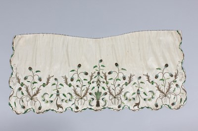 Lot 313 - An embroidered taffeta lady's apron, English,...