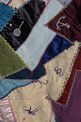 Lot 320 - A 'Crazy' patchwork, English, circa 1880-90,...