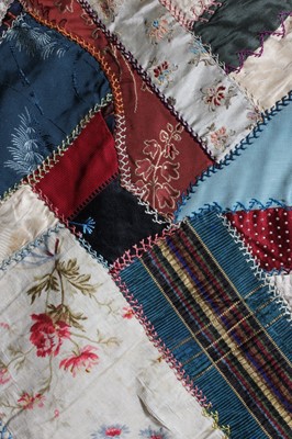 Lot 320 - A 'Crazy' patchwork, English, circa 1880-90,...