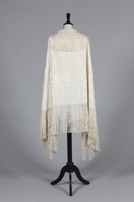 Lot 323 - An embroidered ivory silk cape, Cantonese for...