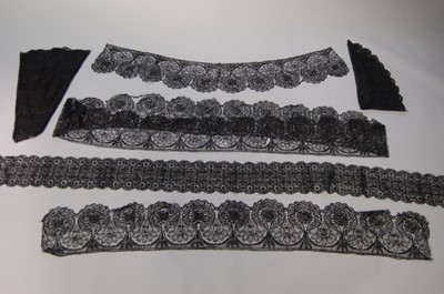 Lot 425 - Two black silk Maltese bobbin lace capelets,...