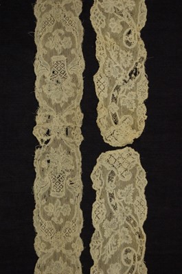 Lot 245 - A pair of Mechlin lappets, circa 1750, worked...