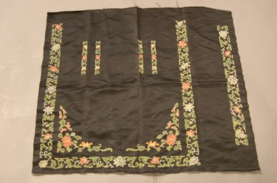 Lot 270 - An un-cut panel of embroidered black satin...