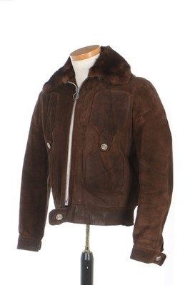 Lot 230 - A Pierre Cardin mink-lined suede bomber jacket,...