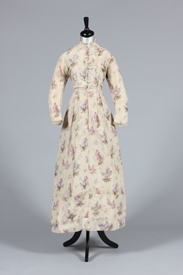 Lot 12 - A Chine taffeta dress, early 1870s, formed...