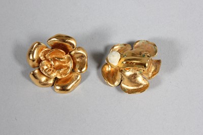 Lot 29 - A Chanel camelia brooch and pair of matching...