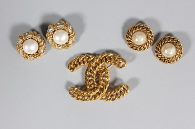 Lot 30 - Two pairs of Chanel chain edged ear-clips,...