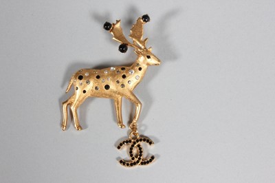 Lot 31 - A Chanel deer brooch, 2001, signed, inset with...