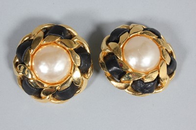 Lot 32 - Two pairs of Chanel earrings, both signed, one...