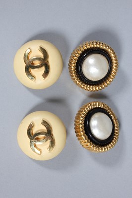 Lot 35 - Three pairs of Chanel earrings, all signed,...