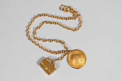 Lot 38 - A Chanel gilt chain necklace, signed, with...
