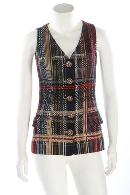 Lot 51 - A Chanel plaid tweed waistcoat with bolero...
