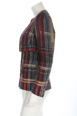 Lot 51 - A Chanel plaid tweed waistcoat with bolero...