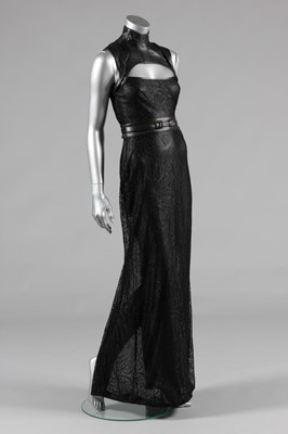 Black leather evening gown best sale