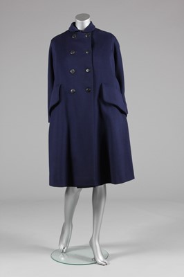 Lot 130 - Diana Vreeland's Mainbocher navy wool coat,...