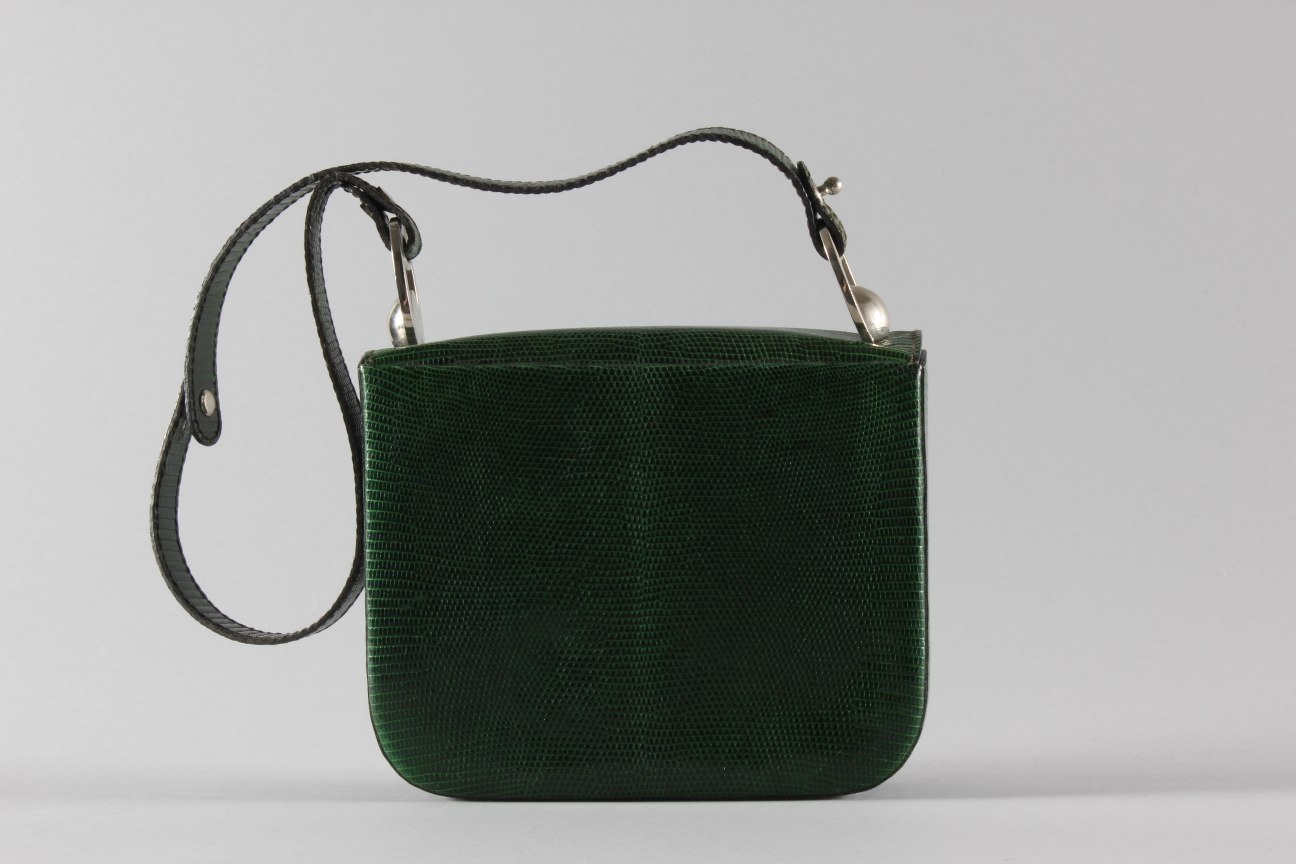 Lot 3 - A Loewe green lizard bag, late 1960s, maker's