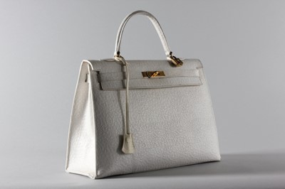 Lot 8 - An Hermès white whaleskin Kelly bag, late...