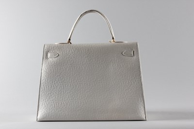 Lot 8 - An Hermès white whaleskin Kelly bag, late...
