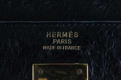 Lot 7 - An Hermès black ostrich Kelly bag, circa 1970,...
