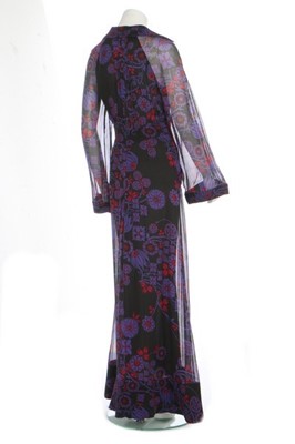 Lot 33 - A Chanel printed silk-chiffon evening gown,...