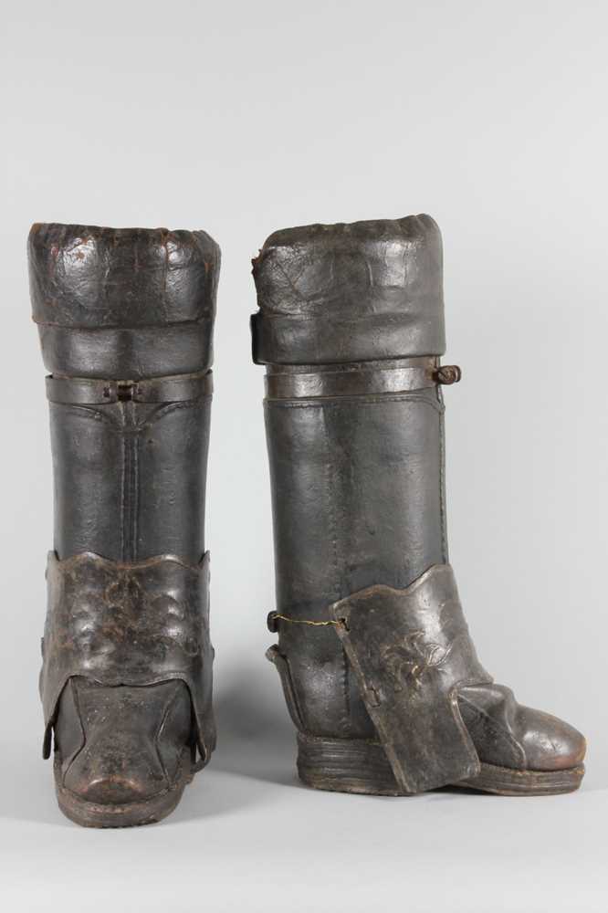 Lot 24 - A pair of leather postillion boots, probably...