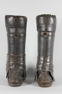 Lot 24 - A pair of leather postillion boots, probably...