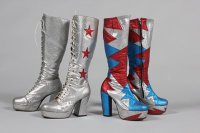 Lot 21 - Two pairs of women's glam-rock style platform...