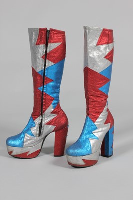 Lot 21 - Two pairs of women's glam-rock style platform...