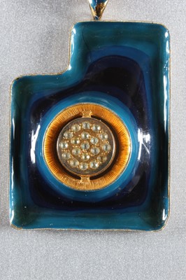 Lot 27 - A Pierre Cardin enamelled metal pendant, late...
