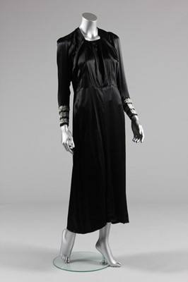 Lot 54 - A Jeanne Lanvin couture black satin bias-cut...