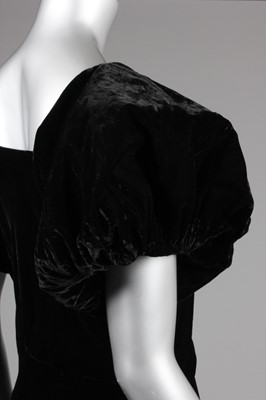 Lot 58 - A Madeleine Vionnet black velvet bias-cut gown,...