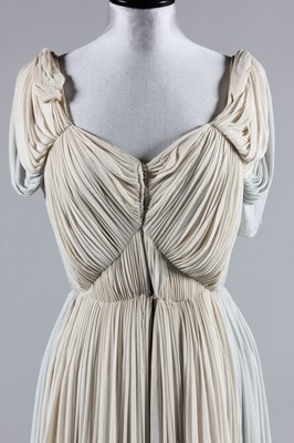 Lot 59 - A Madame Grès ivory and dove-grey draped...