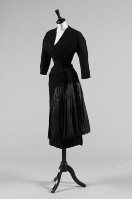 Lot 78 - A Balenciaga couture black wool and taffeta...