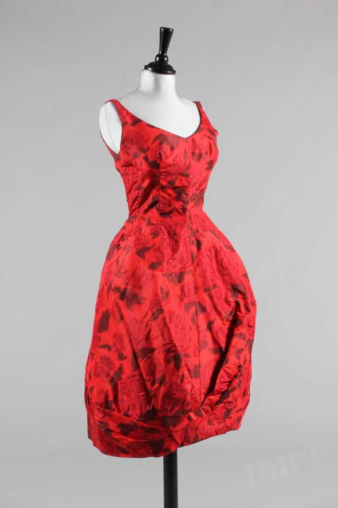 Lot 97 - A Givenchy couture red chiné taffeta cocktail...